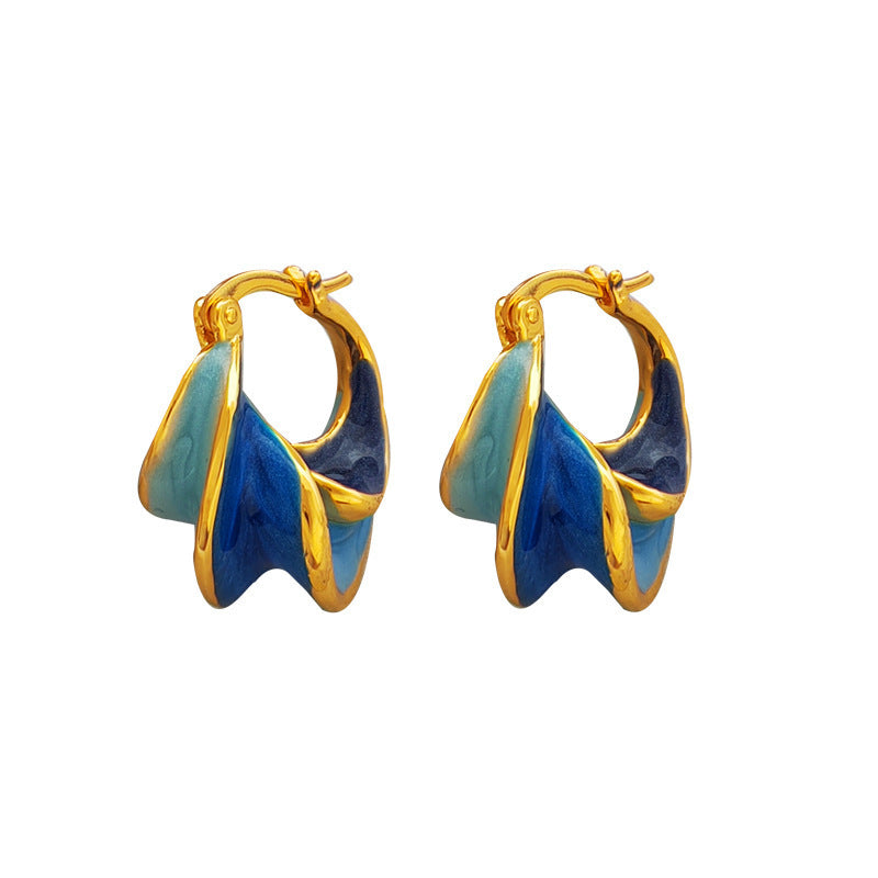 Glaze Drip Spiral Pattern Earrings