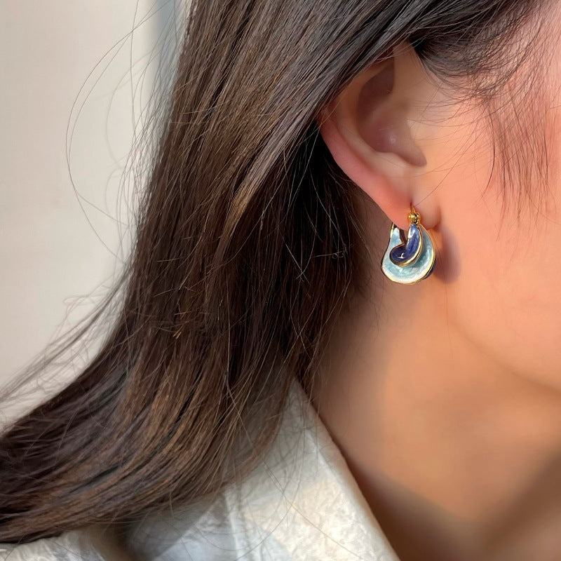Glaze Drip Spiral Pattern Earrings