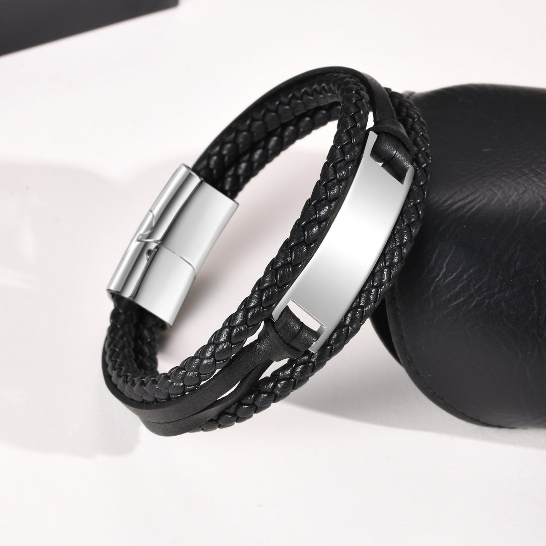 Men's Stainless Steel Leather Bracelet