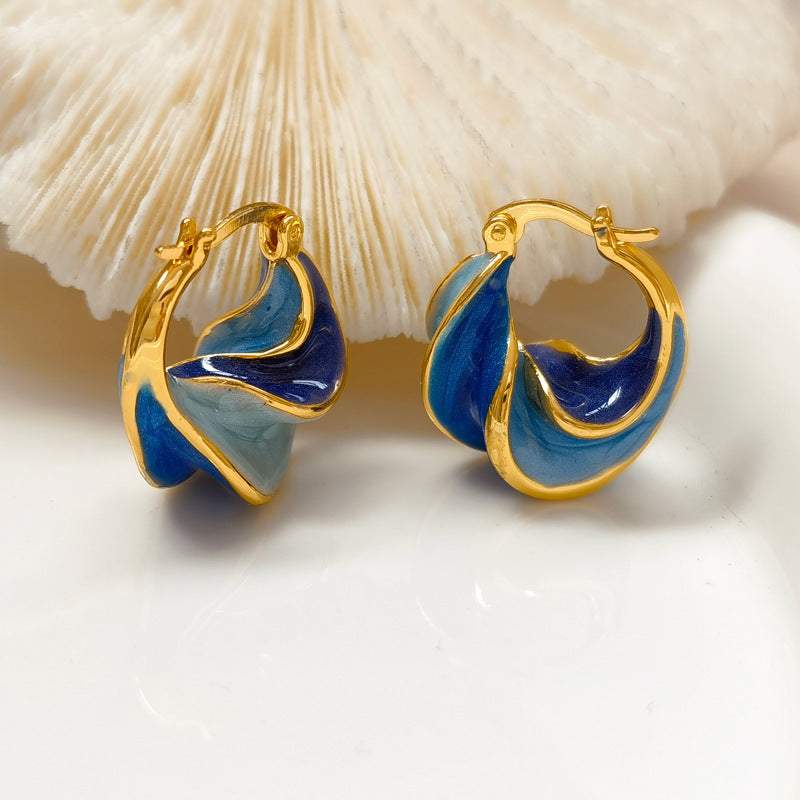 Glaze Drip Spiral Pattern Earrings