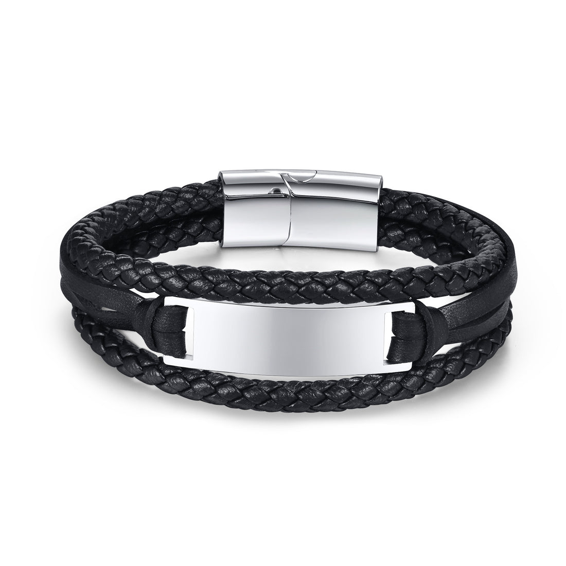 Men's Stainless Steel Leather Bracelet
