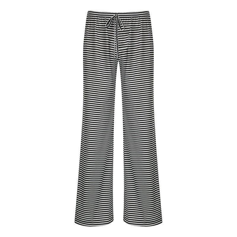 Casual Striped Long Pants Black