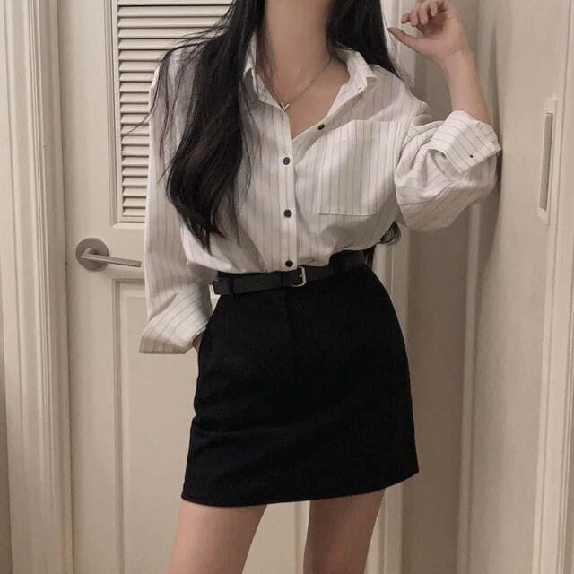 Retro Korean style sleeve slimming shirt
