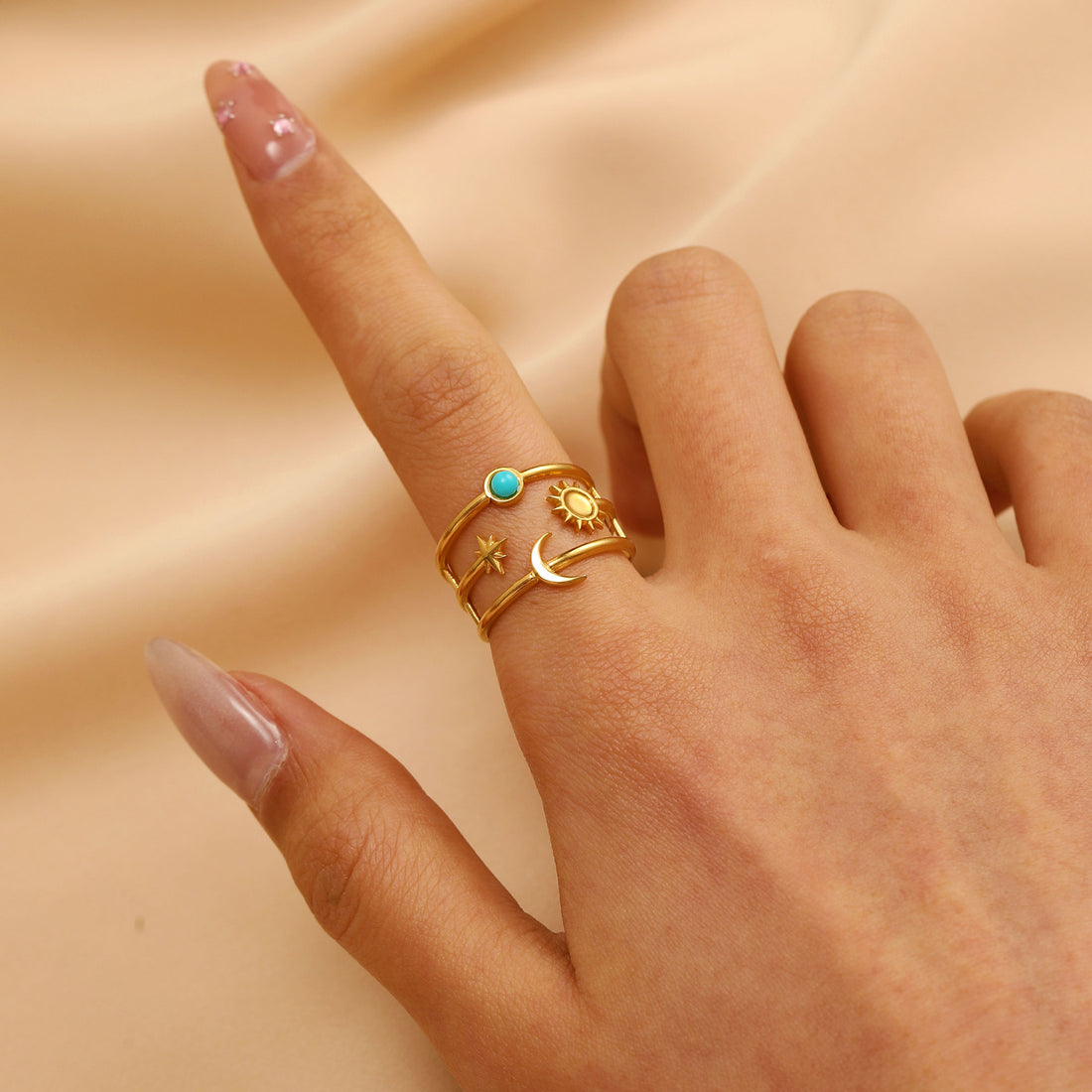 Star n moon Adjustable Ring