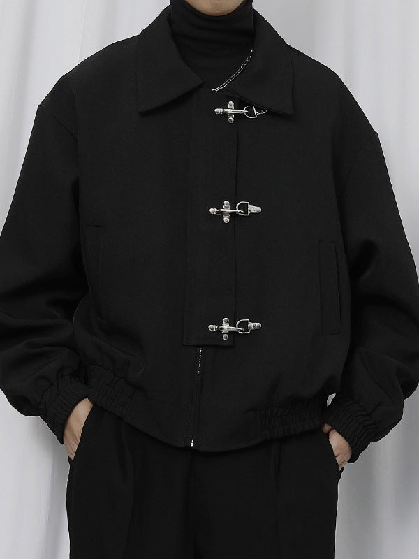 Retro Airplane Buckle Pu Leather Jacket