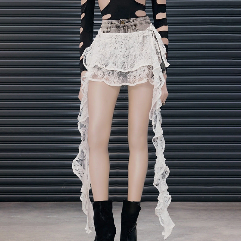 Ribbon Pleated Skirt White