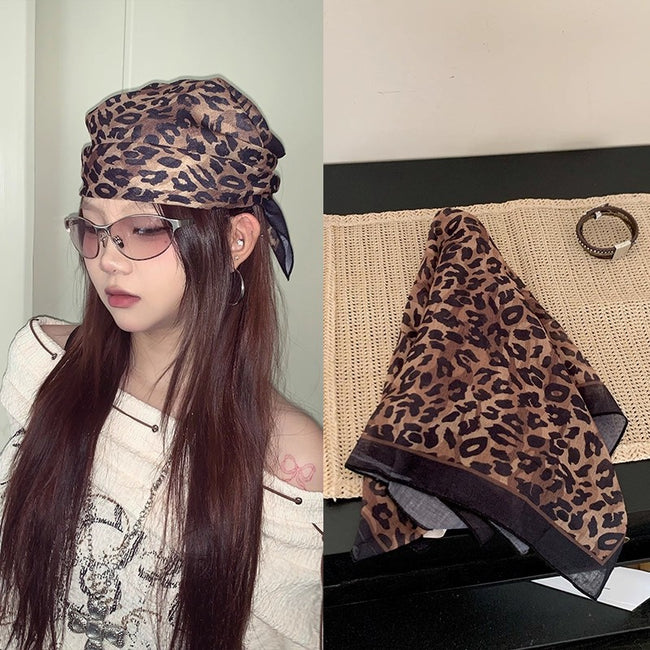 Y2K Leopard Print Headscarf 60*60