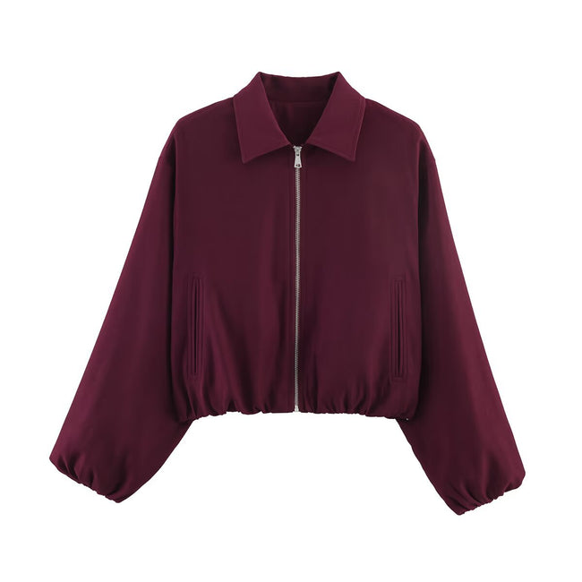 Puffy Zipper Jacket Deep Red