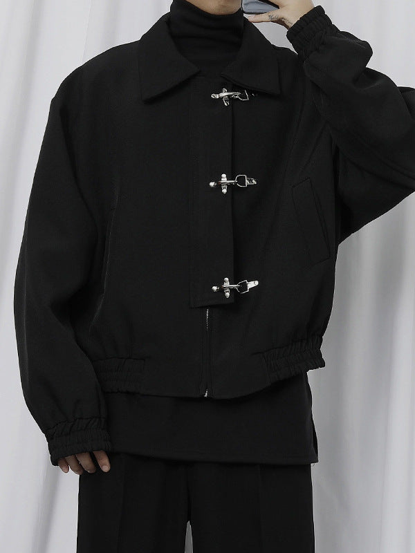 Retro Airplane Buckle Pu Leather Jacket