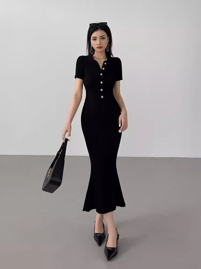 Commuter bodycon short sleeve pencil skirt