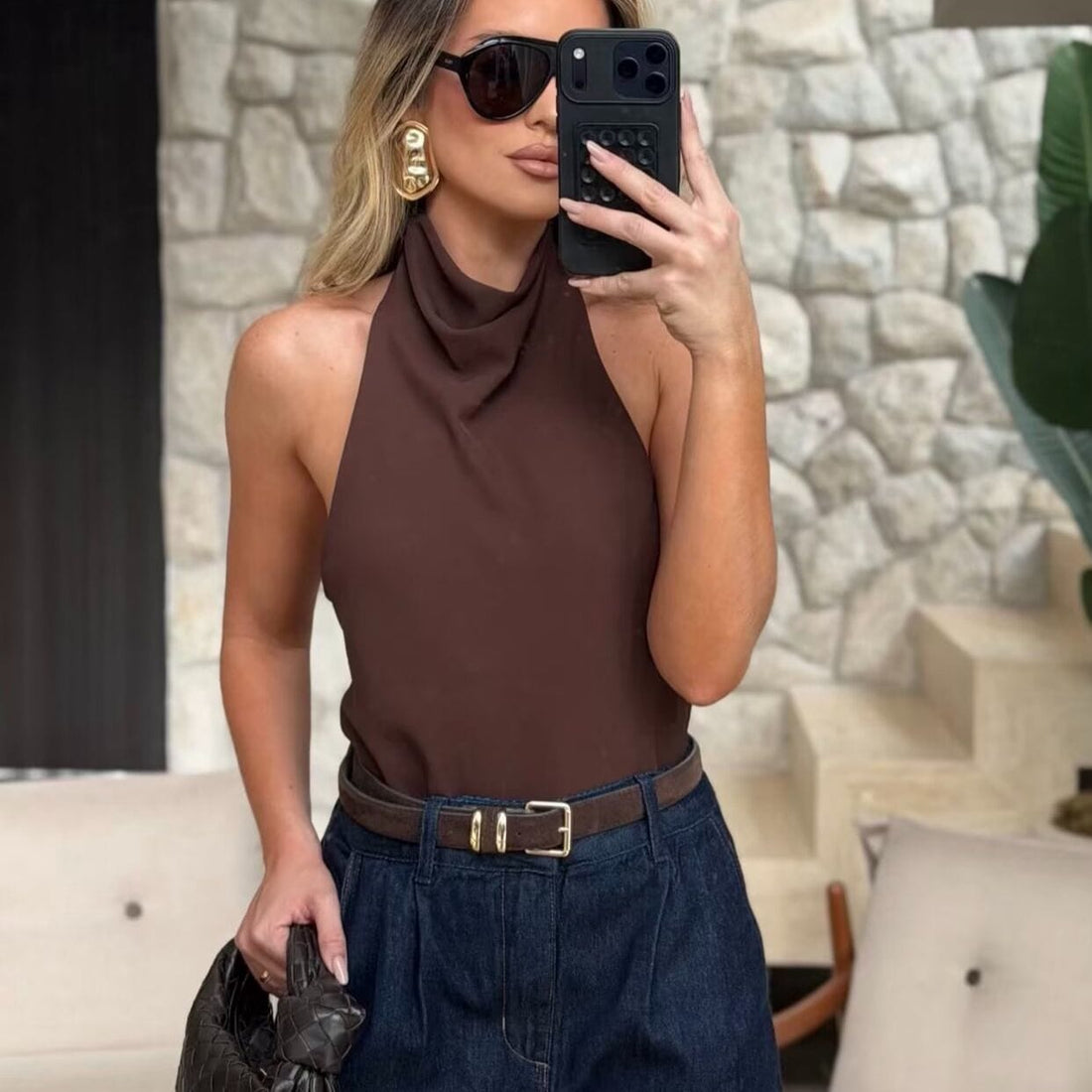 Cross-border halter top